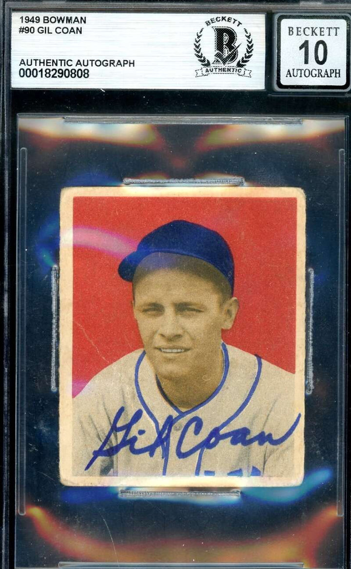 Gil Coan Gem Mint 10 Beckett BAS Signed 1949 Bowman Autograph