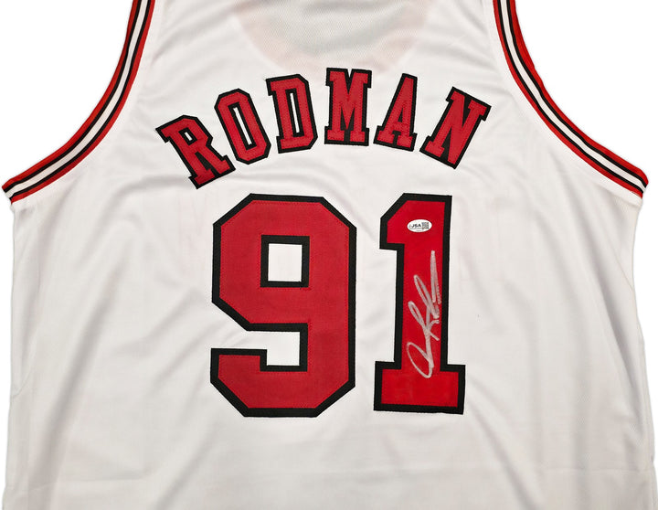 Chicago Bulls Dennis Rodman Signed White Jersey JSA