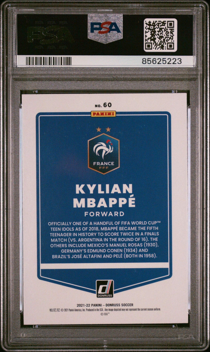 Graded 2021-22 Panini Donruss Road to Qatar Kylian Mbappe #60 Soccer Card PSA 10