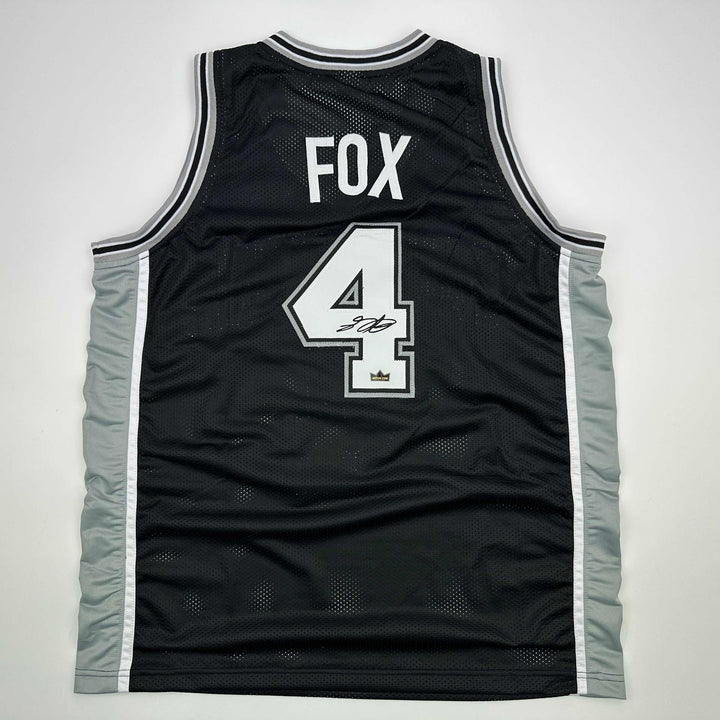 Facsimile Autographed De'Aaron Fox San Antonio Black Reprint Jersey Size Mens XL