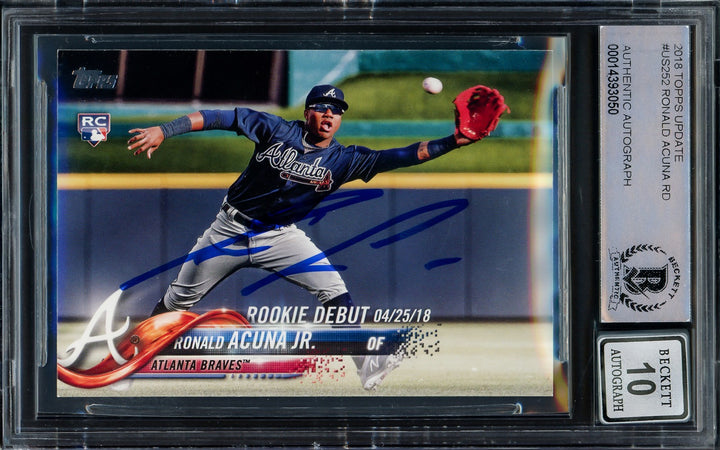 Ronald Acuna Jr. Signed 2018 Topps Update RC US252 Braves Auto 10 Beckett