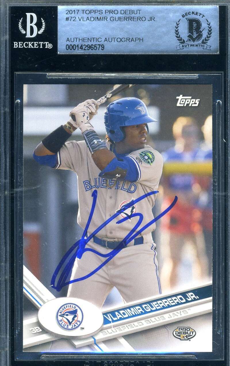 Vladimir Guerreo Jr BAS Beckett Signed 2017 Topps Pro Debut Rookie Autograph