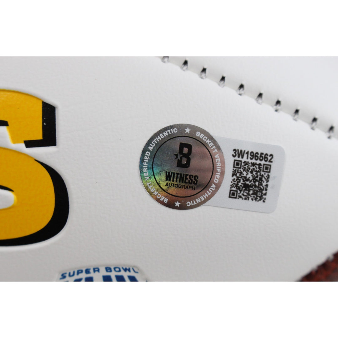 Jack Lambert Autographed Pittsburgh Steelers Logo Football HOF Beckett W 54079