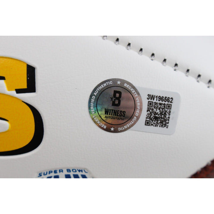 Jack Lambert Autographed Pittsburgh Steelers Logo Football HOF Beckett W 54079