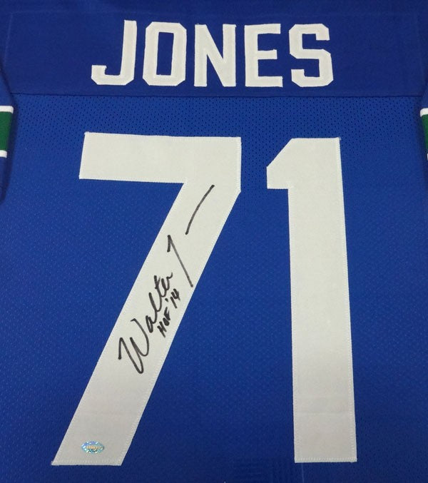 Seattle Seahawks Walter Jones Signed Framed Blue Jersey MCS Holo