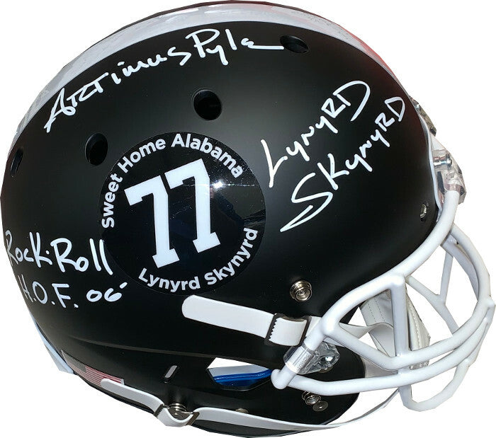 Artimus Pyle signed Alabama BlackMatte FS Rep Helmet dual Lynyrd Skynyrd/HOF-JSA