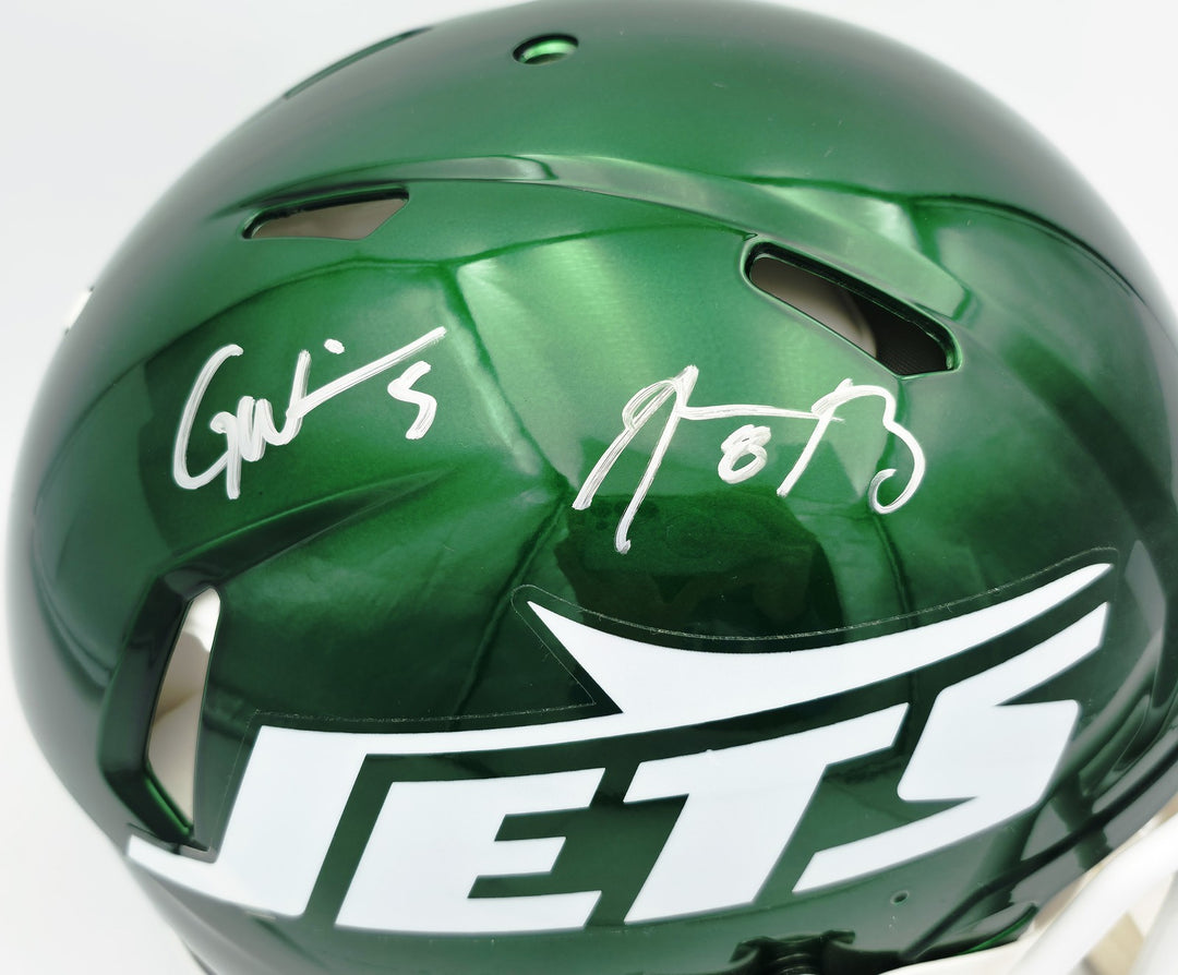 Aaron Rodgers, Garrett Wilson Auto Jets Green Full Size Speed Authentic Helmet