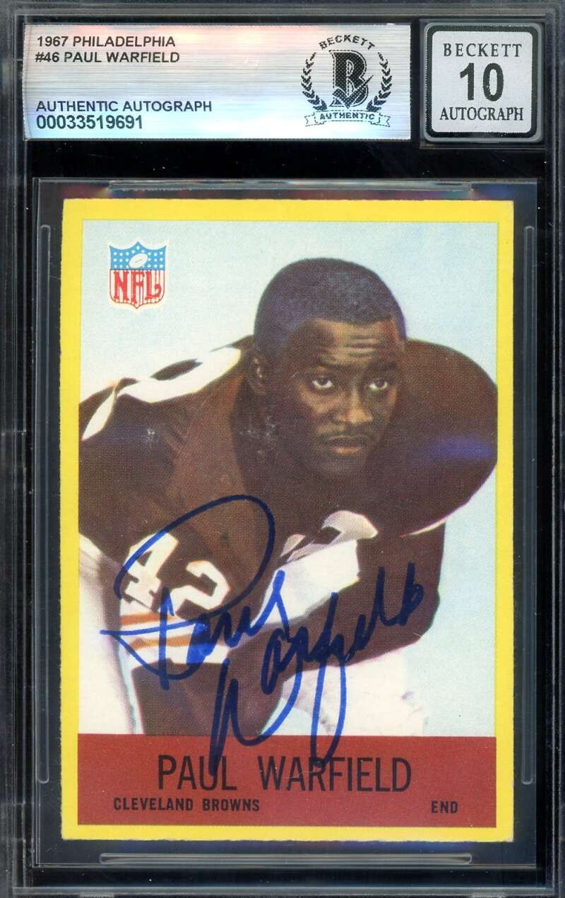 Paul Warfield Gem Mint 10 Beckett BAS Signed 1967 Philadelphia Autograph Browns