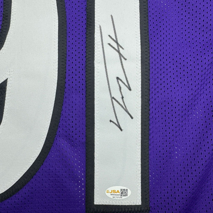Autographed/Signed Trey Hendrickson Baltimore Purple Jersey BAS COA