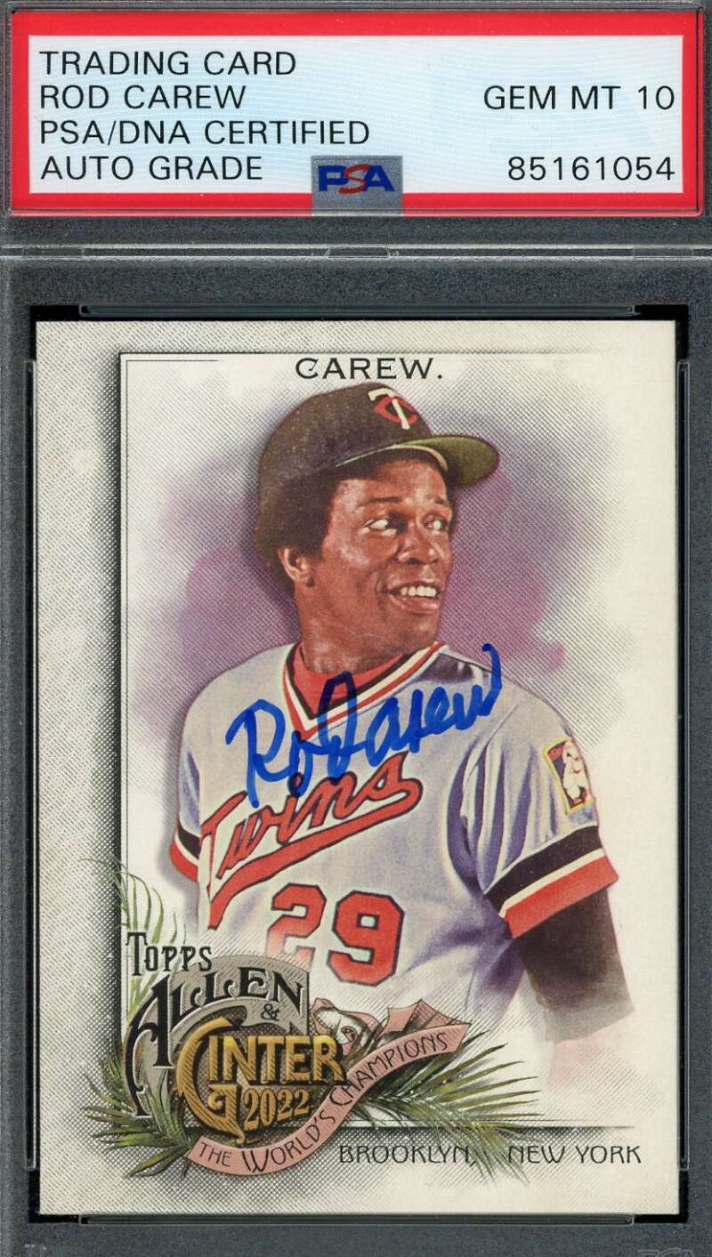 Rod Carew Gem Mint 10 PSA DNA Signed 2022 Topps Allen and Ginter Autograph