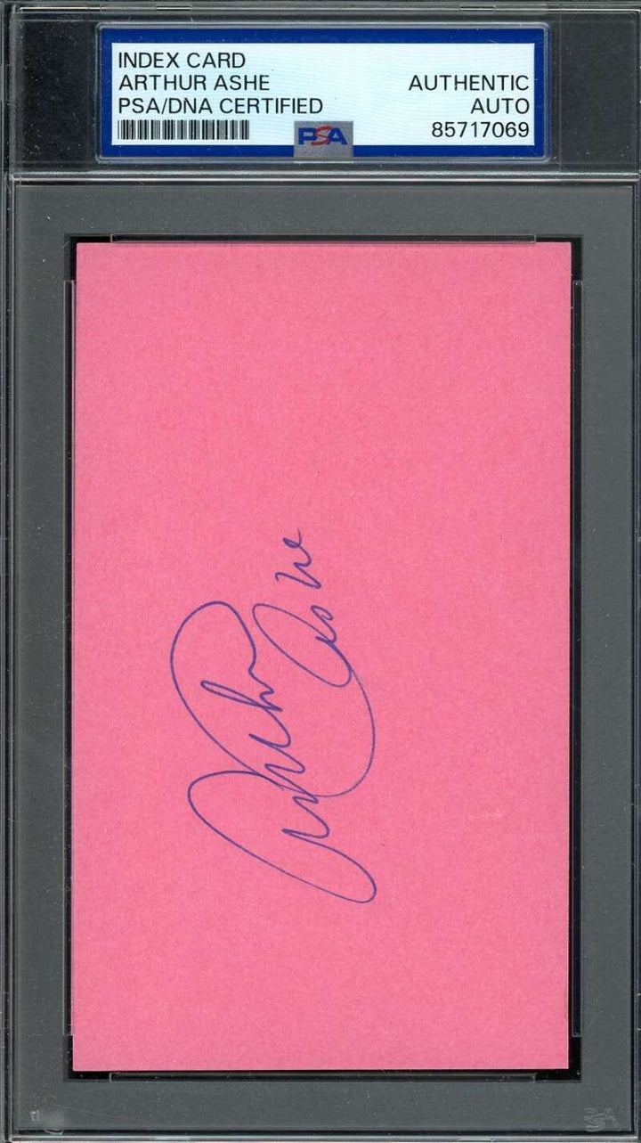 Arthur Ashe PSA DNA Signed 3x5 Index Card Tennis Autograph