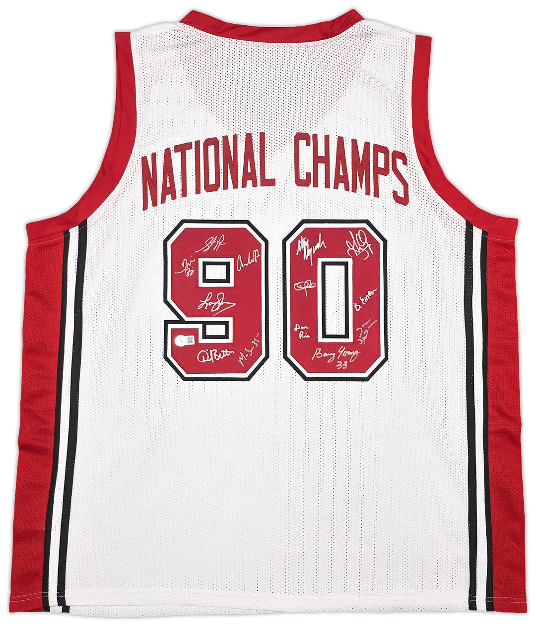 UNLV Runnin Rebels 1990 NCAA Champ Auto White Jersey 13 Sig Larry Johnson Becket