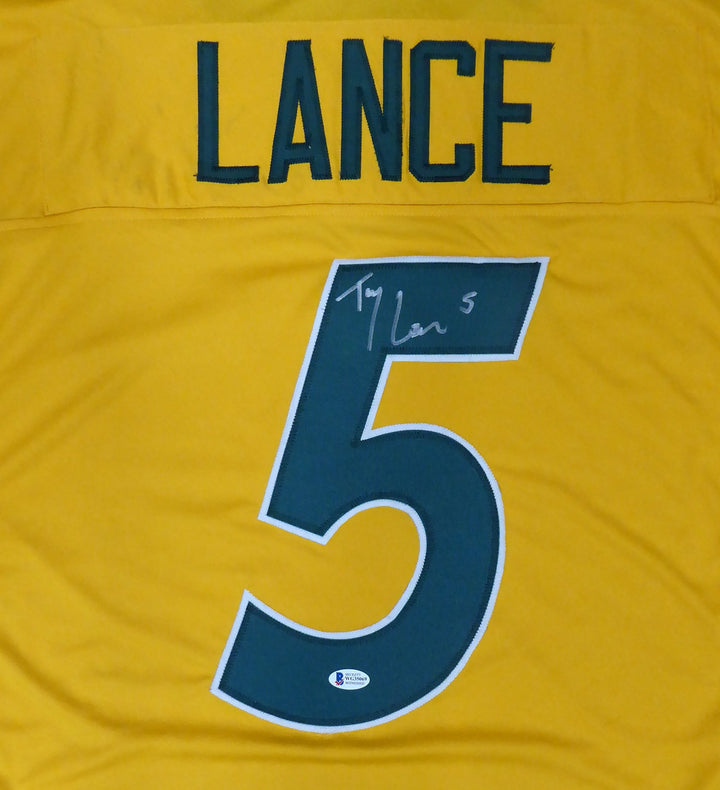 North Dakota State Bison Trey Lance Signed Yellow Jersey Beckett BAS
