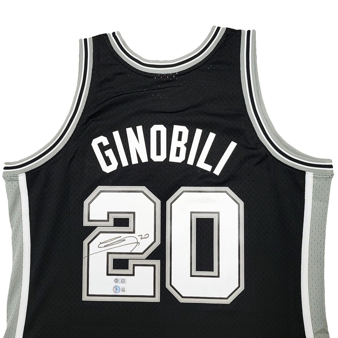 Spurs Manu Ginobili Auto Black Authentic Mitchell Ness Swingman Jersey Sz XL BAS
