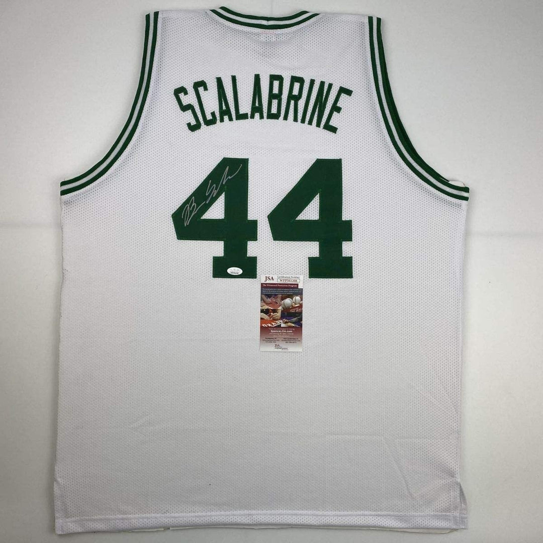 Autographed/Signed Brian Scalabrine Boston White Basketball Jersey JSA COA