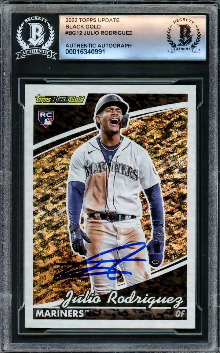 Julio Rodriguez Signed 2022 Topps Black Gold RC #BG-12 Seattle Mariners Beckett