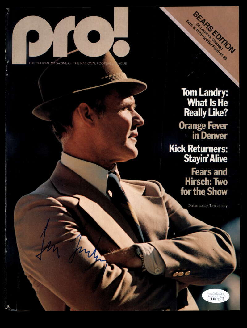 Tom Landry JSA Autograph 2 Vintage Signed 1978 Pro Magazine Cover Cowboys