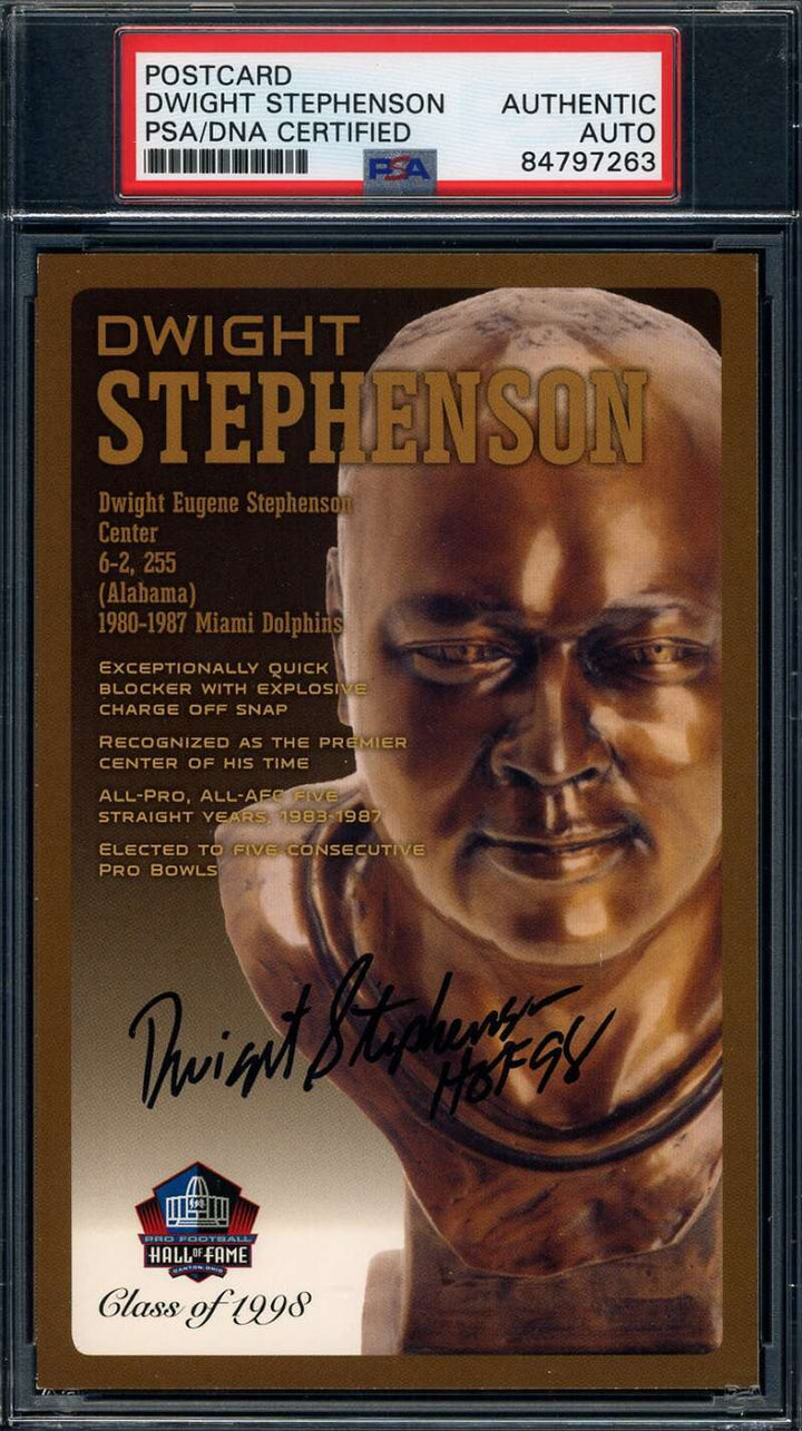 Dwight Stephenson PSA DNA Signed Hall of Fame Bronze Bust Postcard Autograph