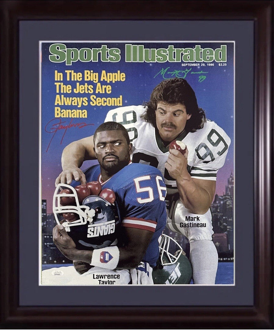 Lawrence Taylor Mark Gastineau Signed 16x20 Framed Photo SI 2 Auto Giants JSA