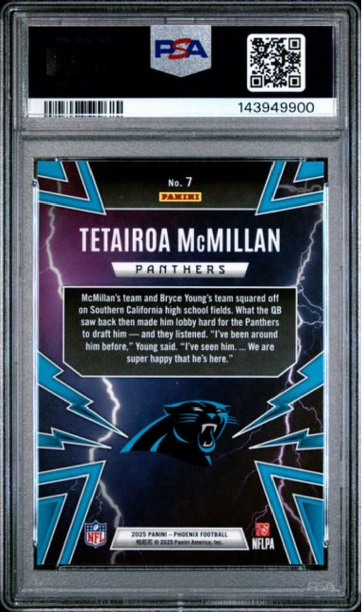 Graded 2025 Phoenix Tetairoa McMillan #7 Thunderbirds RC Football Card PSA 10