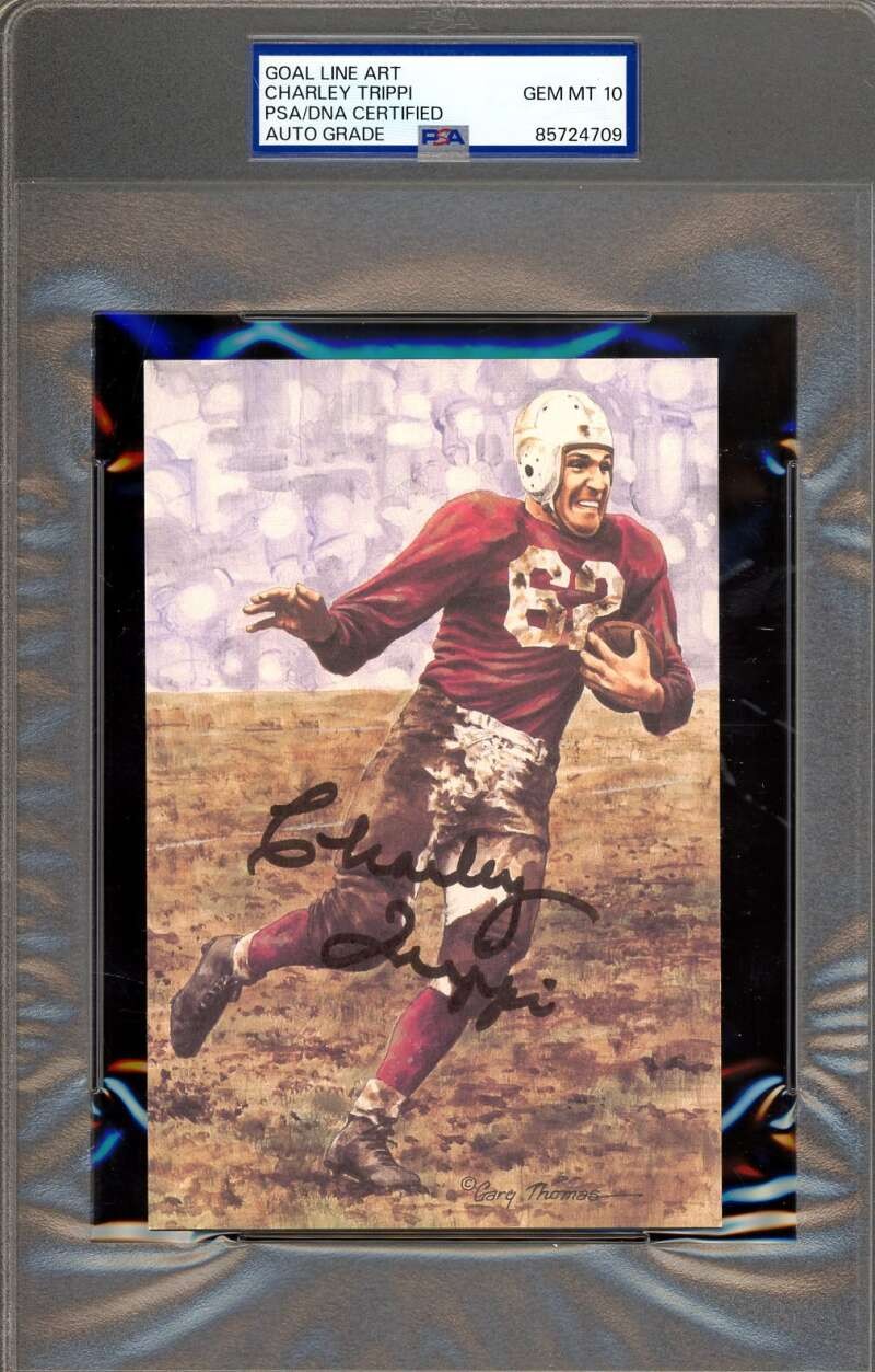 Charley Trippi Gem Mint 10 PSA DNA Signed Goal Line Art Card GLAC Autographed