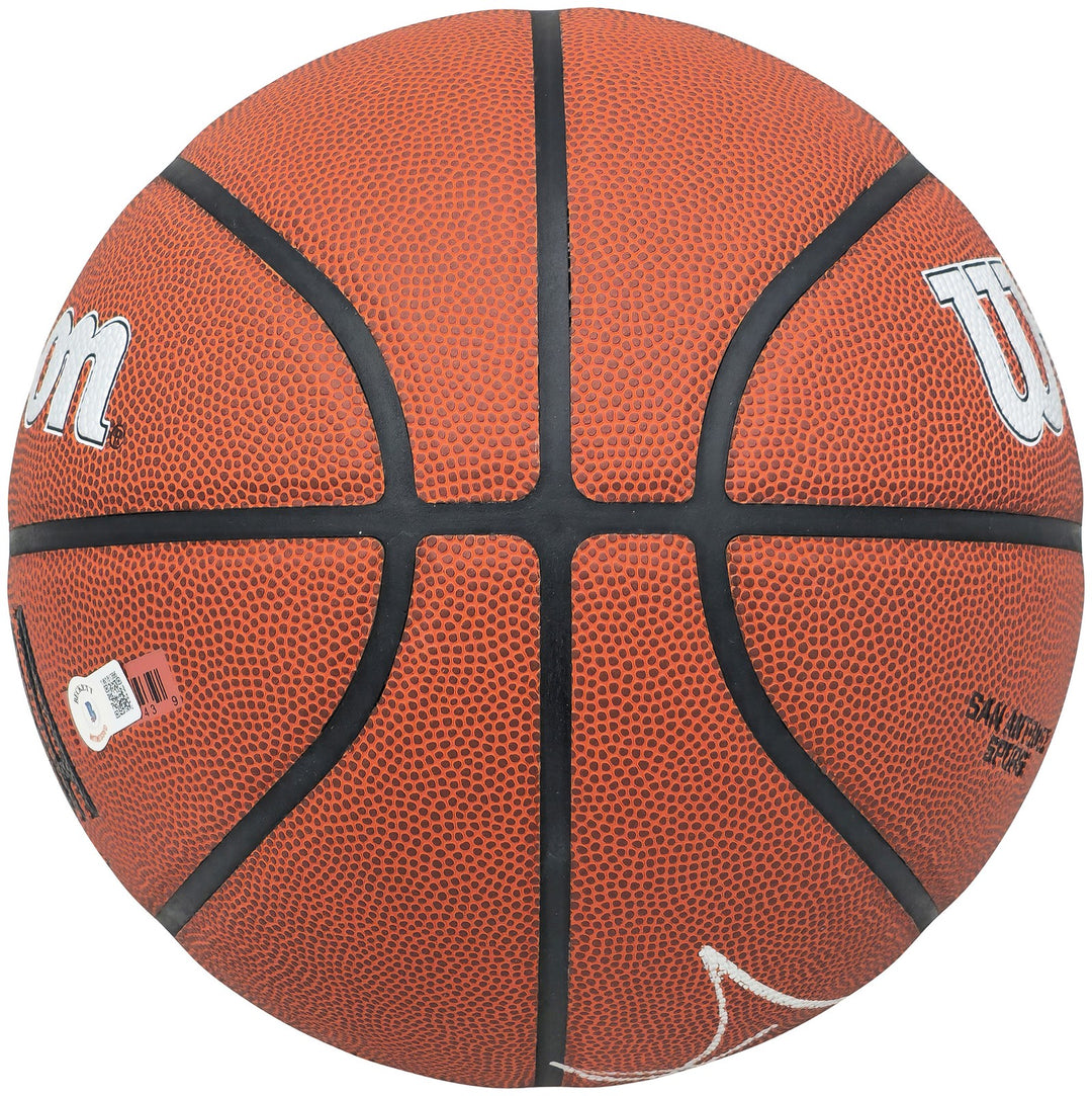 Tony Parker Signed Authentic Leather Spurs Logo Basketball Spurs Beckett Witness