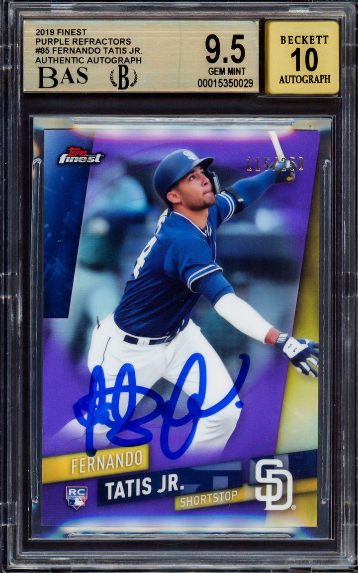 Fernando Tatis Jr Auto 2019 Topps Finest Purple Refractor RC BGS 9.5 Sig 10 /250