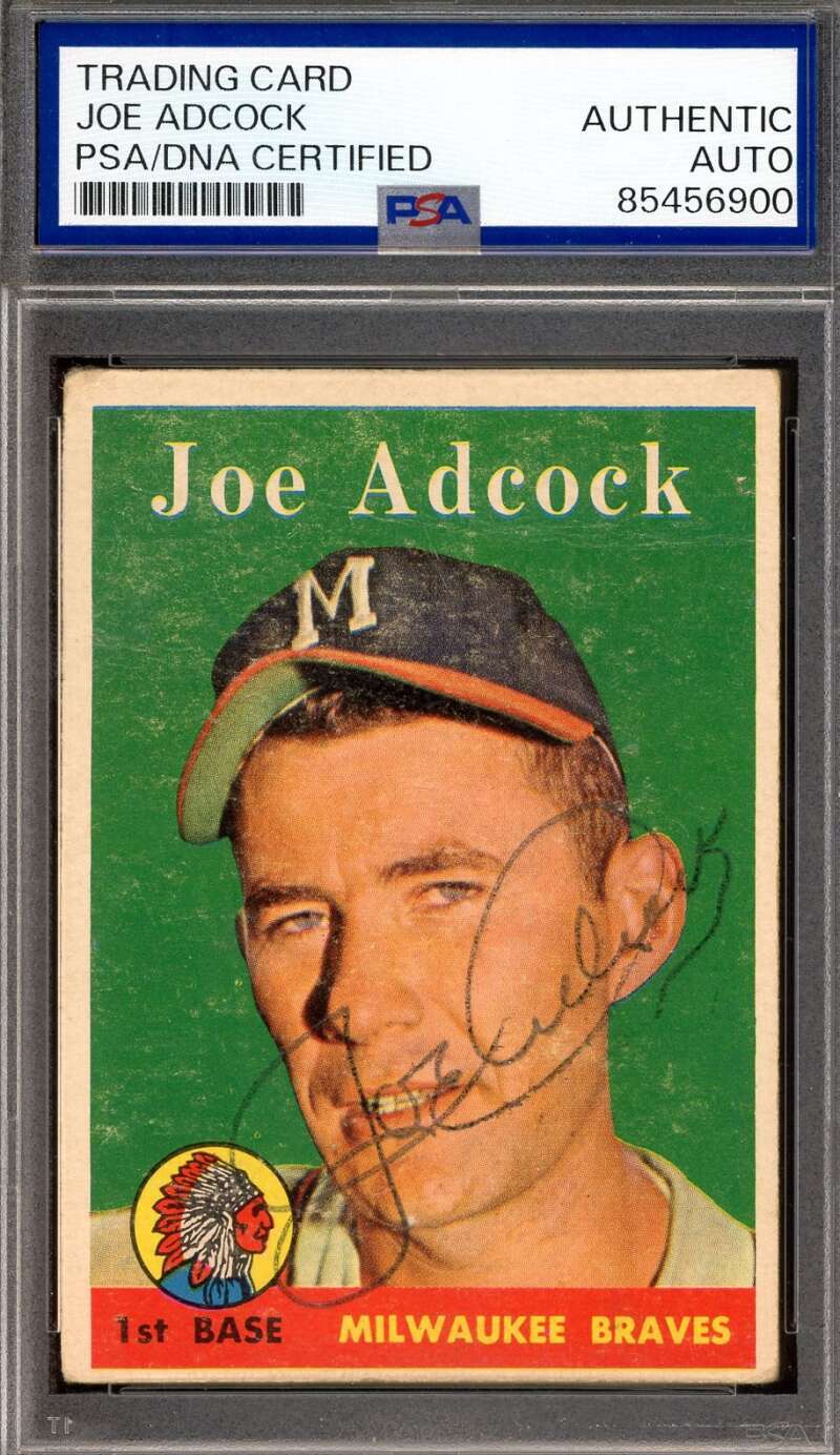 Joe Adcock PSA DNA Vintage Signed 1958 Topps Autograph