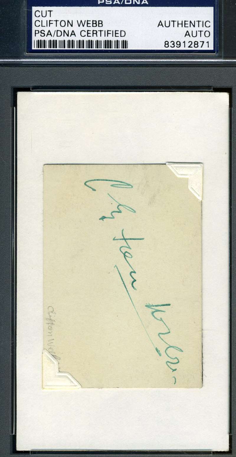 Clifton Webb D.66 Psa/dna Coa Hand Signed 3x5 Index Cut Authentic Autograph
