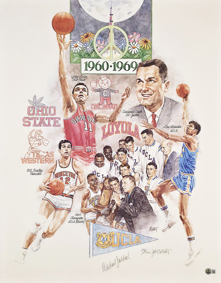 Kareem Abdul Jabbar Signed 22x28 Lithograph UCLA Bruins NCAA Final Four Beckett