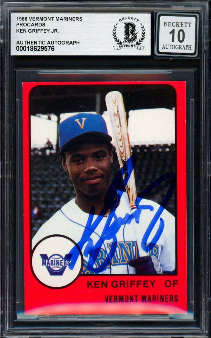 Ken Griffey Jr. Auto 1988 Procards RC Vermont Mariners Auto 10 Beckett #18629576