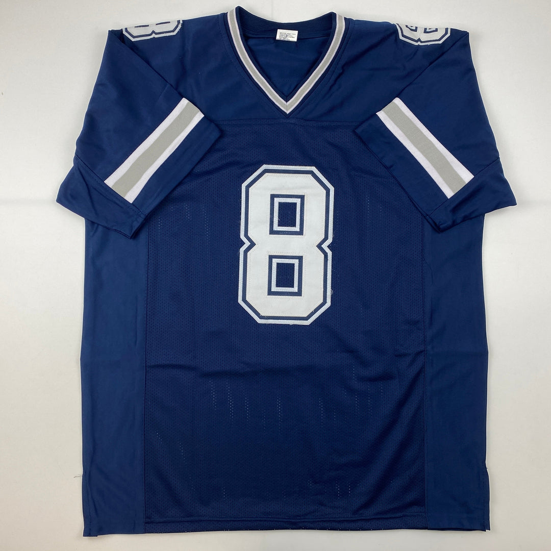 Facsimile Autographed Troy Aikman Dallas Blue Reprint Laser Jersey Size Men's XL