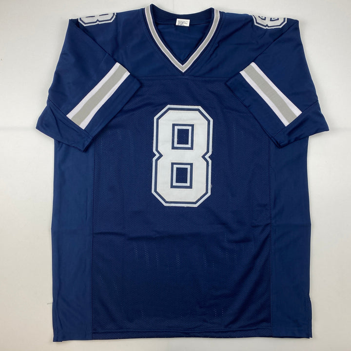 Facsimile Autographed Troy Aikman Dallas Blue Reprint Laser Jersey Size Men's XL