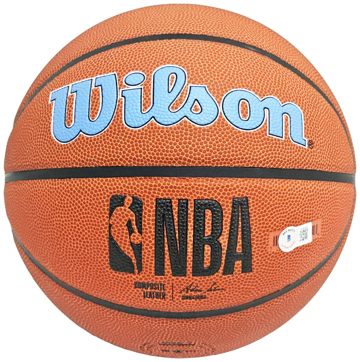 Ja Morant Signed Composite Leather Memphis Grizzlies Logo Basketball Beckett
