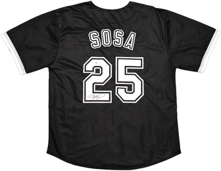Chicago White Sox Sammy Sosa Signed Black Jersey Beckett BAS Witness