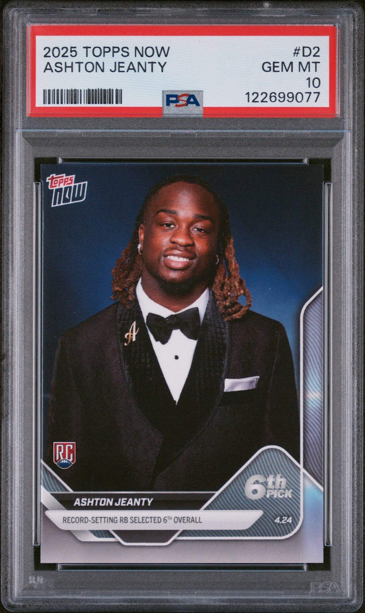 Graded 2025 Topps Now Ashton Jeanty #D2 Record Setting RB Selected 6th Overall R