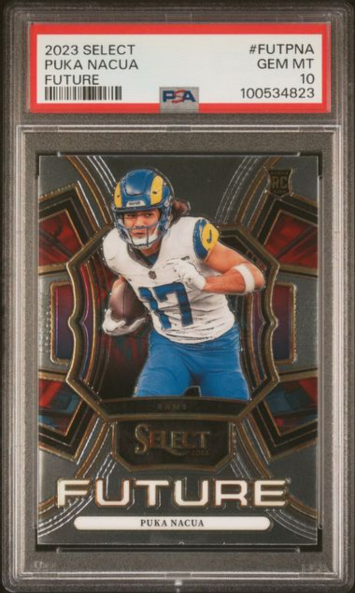 Graded 2023 Panini Select Puka Nacua #FUTPNA Future Rookie RC Card PSA 10 Mint