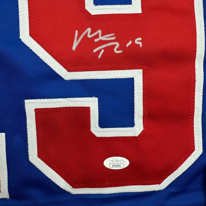 Autographed/Signed Matthew Tkachuk USA 2026 Olympics Blue Hockey Jersey JSA COA