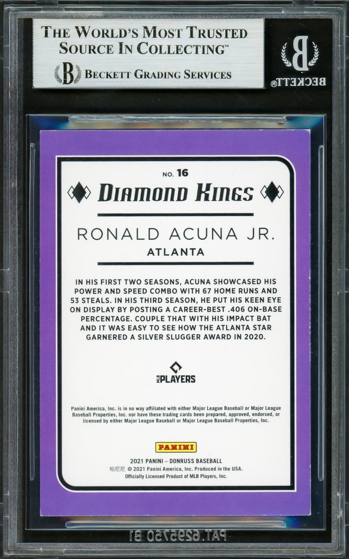 Ronald Acuna Jr. Auto 2021 Bowman Diamond Kings Card 16 Braves Beckett #16711013