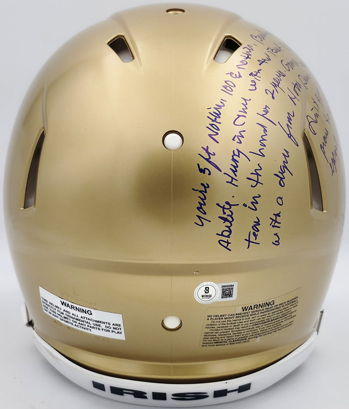 Ry Ruettiger Auto Notre Dame Fighting Irish Gold Full Size Helmet Movie Speech
