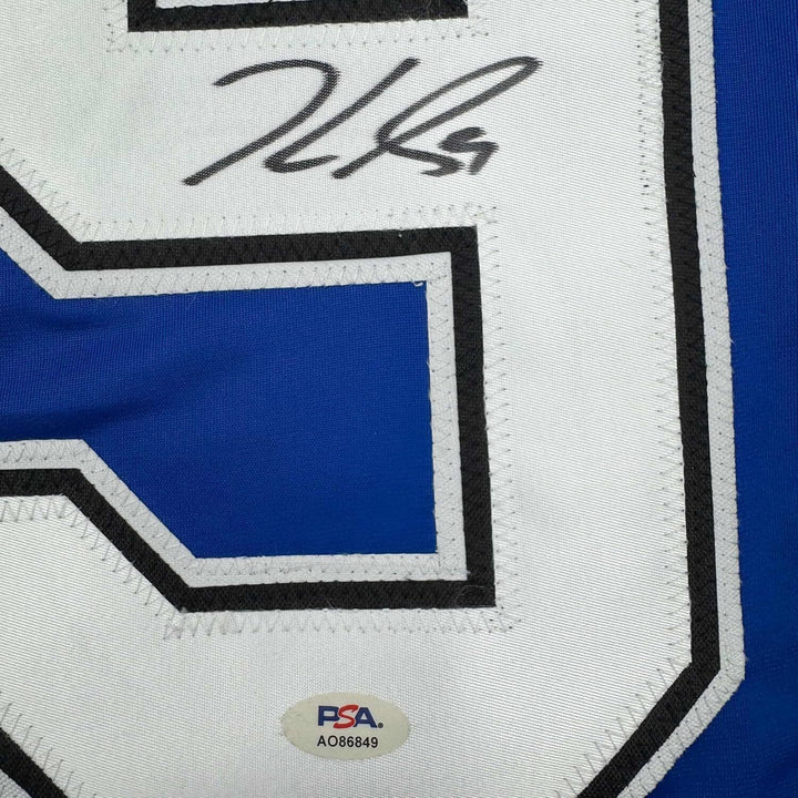 Framed Autographed/Signed Jake Guentzel 35x39 Tampa Bay Blue Jersey PSA COA