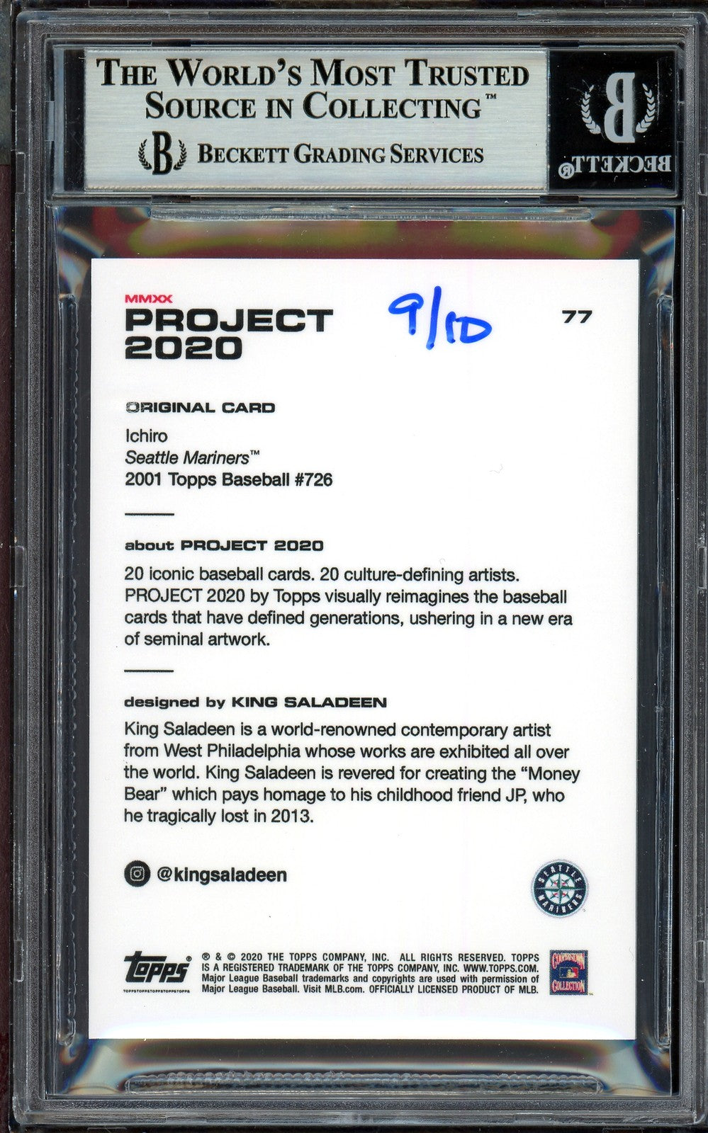 Ichiro Suzuki Auto Topps Project 2020 King Saladeen Card 77 Mariners /10 BAS