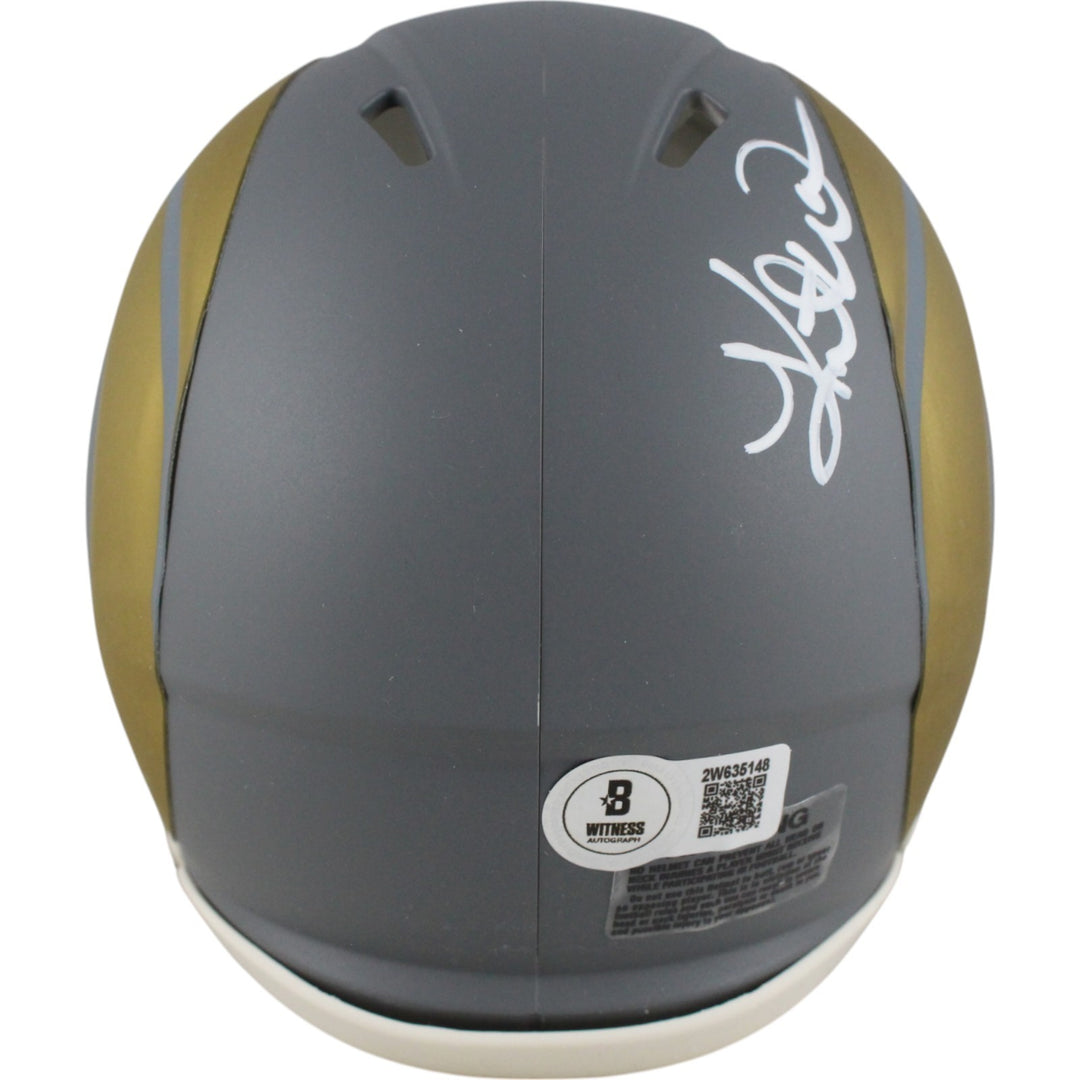 Kurt Warner Autographed Los Angeles Rams Slate Mini Helmet Beckett Witness 50097