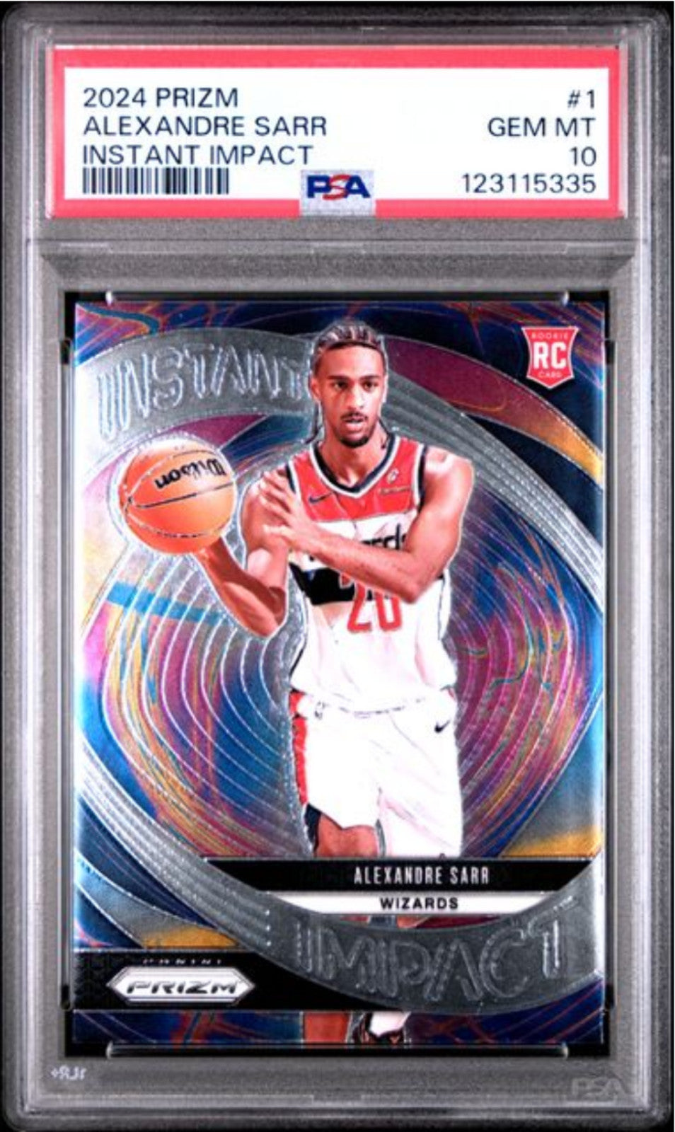 Graded 2024 Panini Prizm Alexandre Sarr #1 Instant Impact Rookie RC Card PSA 10