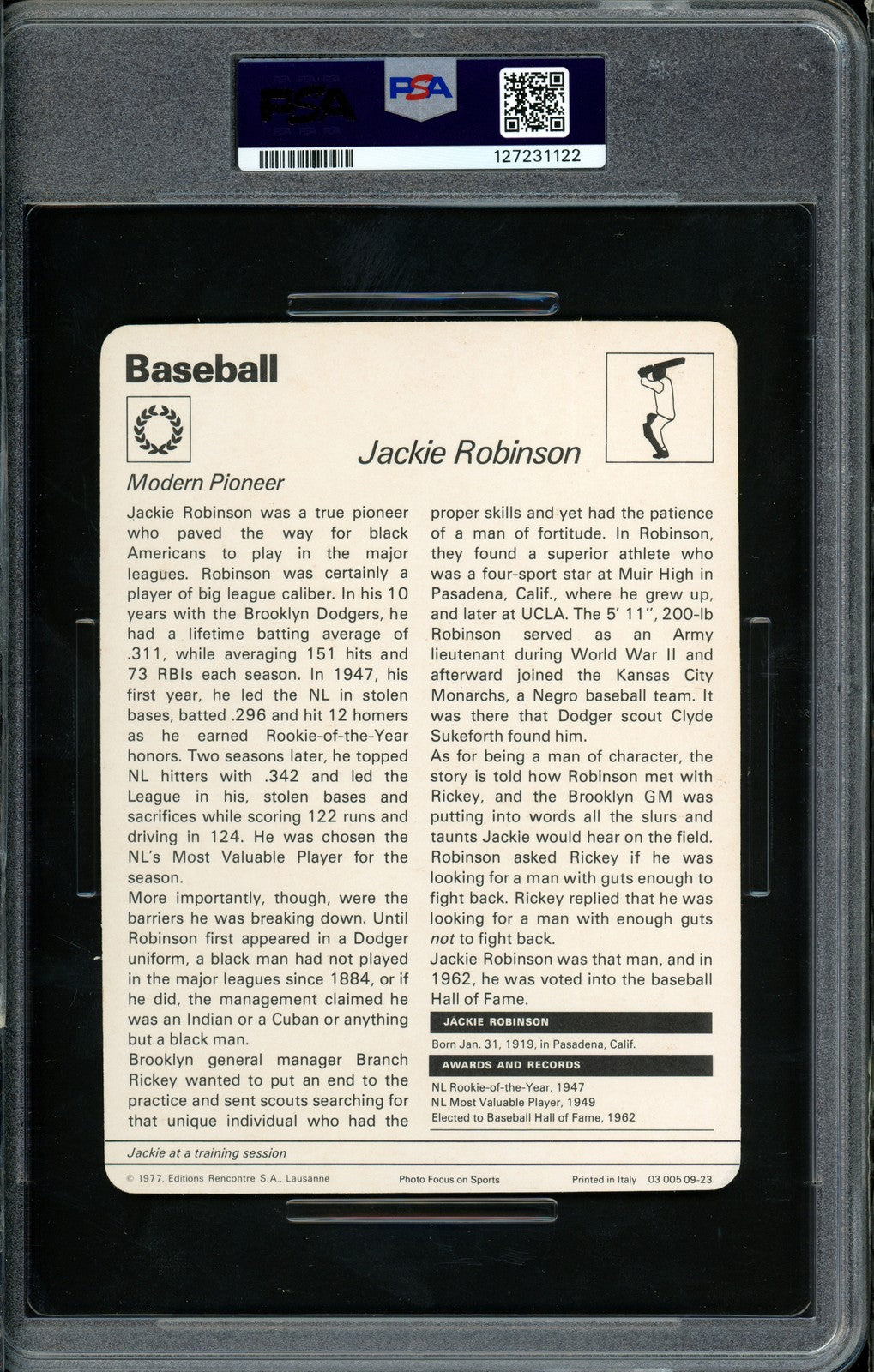Jackie Robinson 1977-79 Sportscaster Card 09-23 Dodgers PSA 7 #127231122