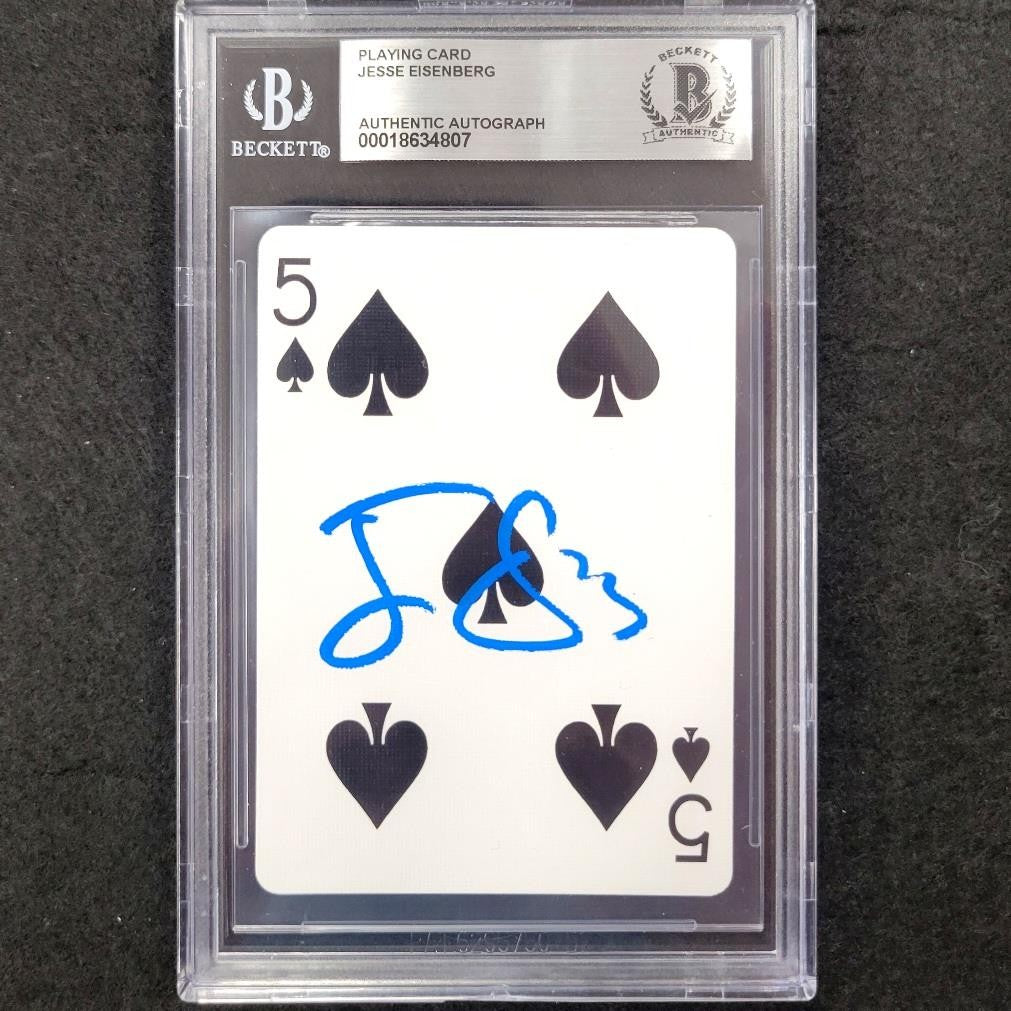 Jesse Eisenberg signed 5 Spade Playing Card Now You See Me autograph Beckett BAS