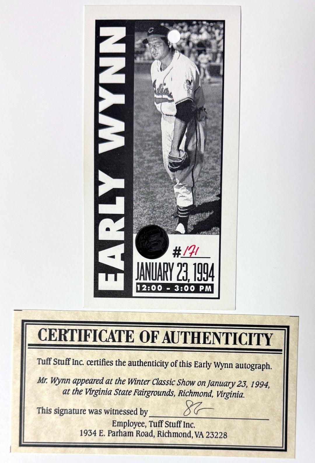 Early Wynn signed Cleveland MLB 300th Victory 8x10 Photo/Card- COA/Ticket/HOF