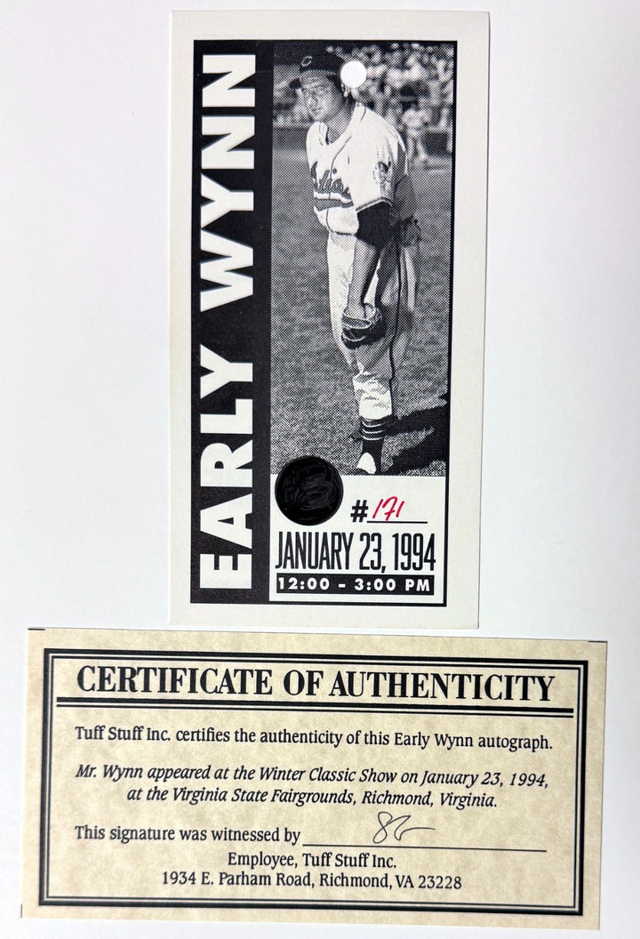 Early Wynn signed Cleveland MLB 300th Victory 8x10 Photo/Card- COA/Ticket/HOF