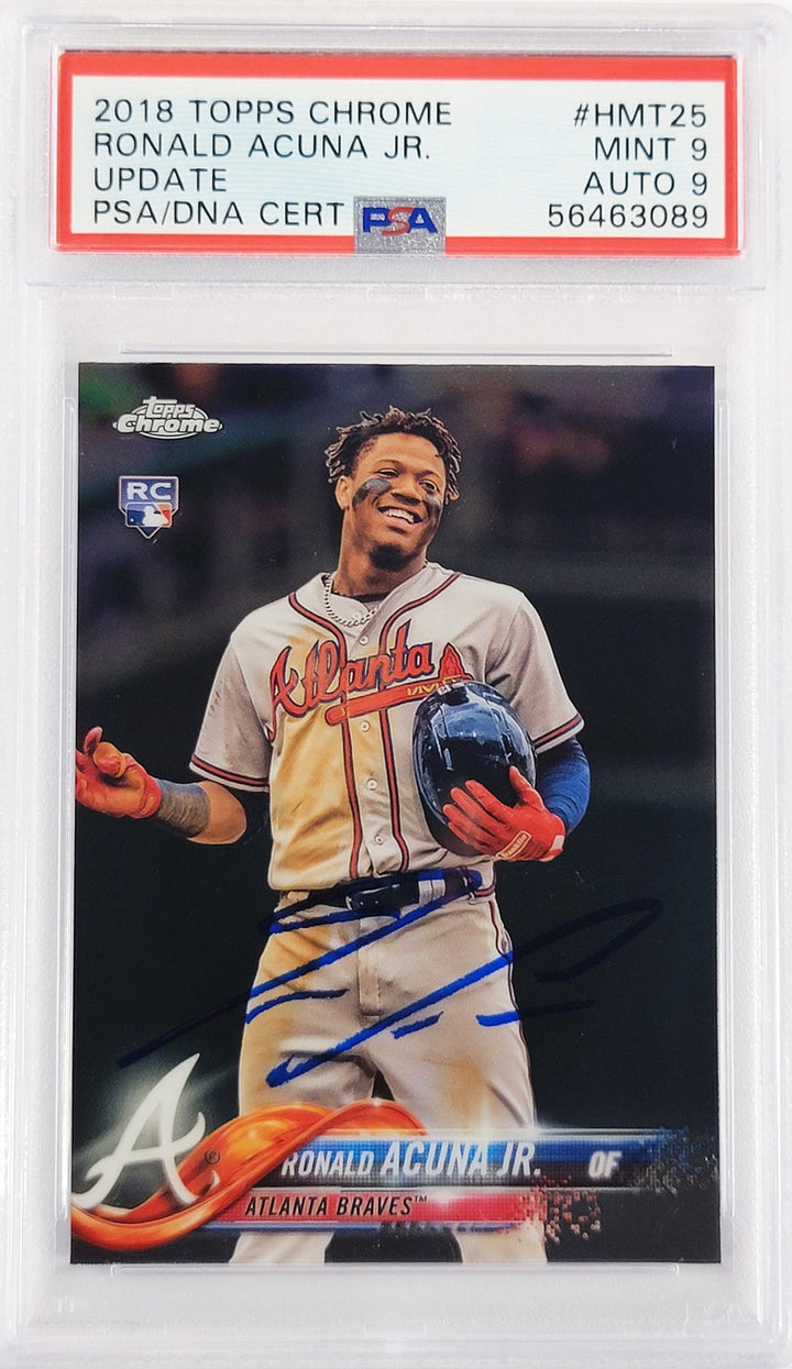 Ronald Acuna Jr Signed 2018 Topps Chrome Update RC HMT25 PSA 9 Sig 9 PSA/DNA