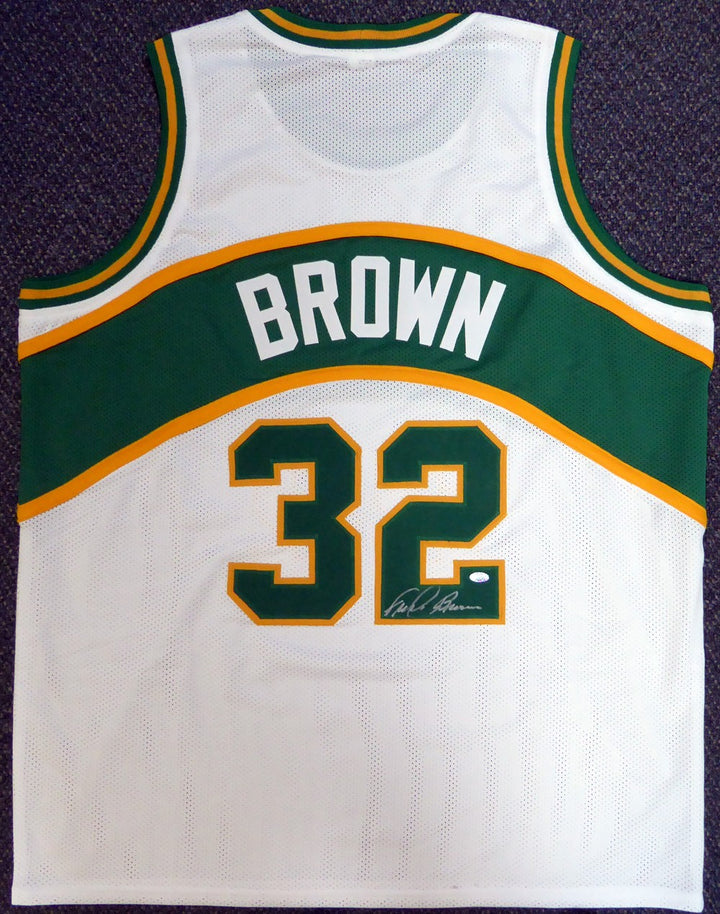 Seattle Sonics Fred Brown Signed White Jersey MCS Holo